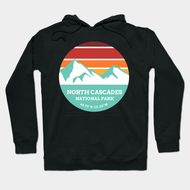 North Cascades National Park Retro Hoodie by roamfree